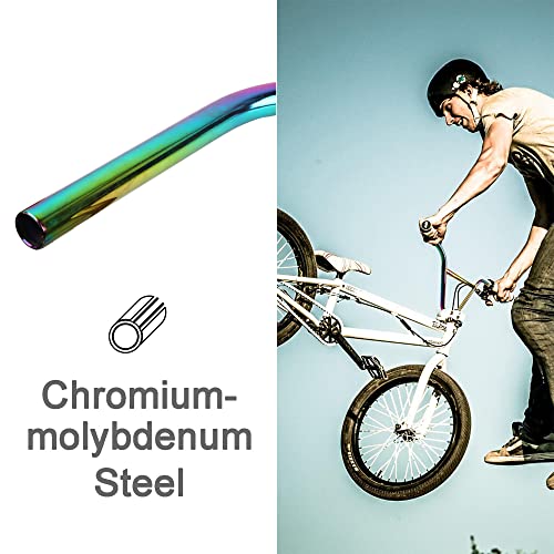 Klt Bmx Bike Handlebar 22.2Mm, 4130 High-Strength High-Carbon Steel Handle Bar, 720Mm Wide 225Mm High, Electroplated Colour #TOP4