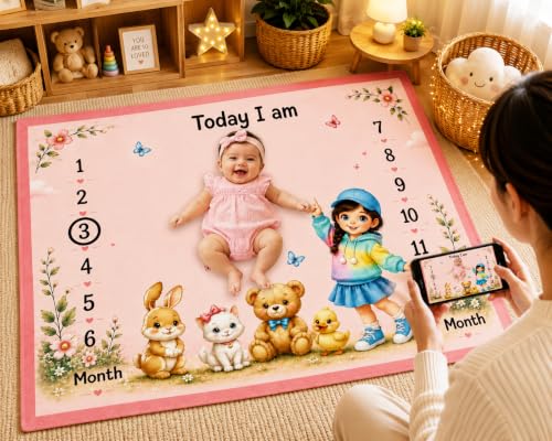 Image of NEW COMERS Milestone Baby Blanket for All Season Play Mat, Super Soft Foam | 3 Layer Thick Mat Blankets for Kids /New Born Monthly Photoshoot