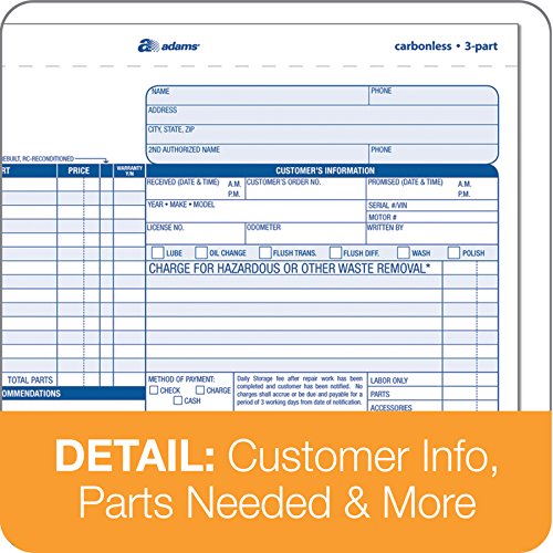 Adams-Auto-Repair-Order-Forms-85-x-744-Inch-3-Part-Carbonless-50-Pack-White-and-Canary-GT3870