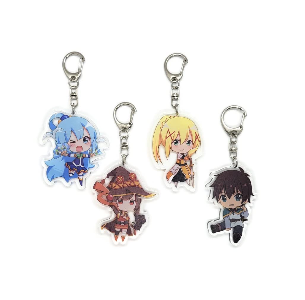 EBTY DREAMS Inc. - Set of 4 KonoSuba Acrylic Keychain Megumin, Aqua, Darkness, Kazuma Satou v1