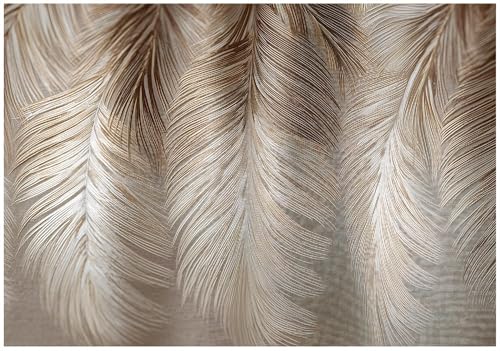 WallArena - Carta da parati fotografica - Piume boho 400x280 cm - Murale fotografico - Per soggiorno e camera da letto - Effetto 3D - Con adesivo - beige bianco naturale