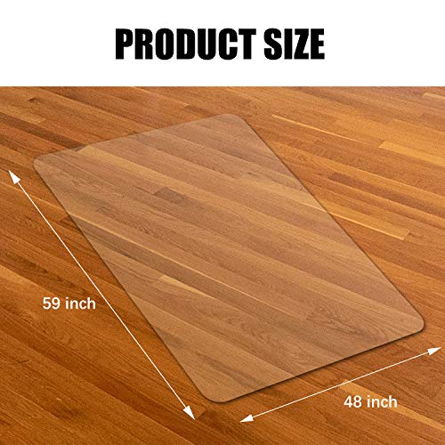 Kuyal Clear Chair Mat, Hard Floor Use, 48" X 59" Transparent Office Home Floor Protector Mat Chairmats (48" X 59" Rectangle) #TOP4