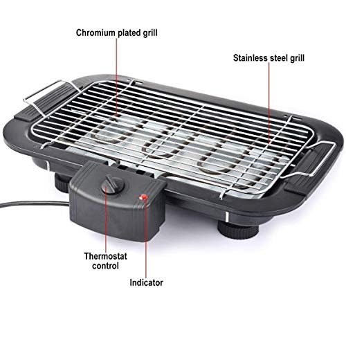 Image of Electric Barbeque Grill with Adjustable Temperature Control | Portable Indoor & Outdoor BBQ Grill | Tandoor & Grill with Removable Water-Filled Drip Tray