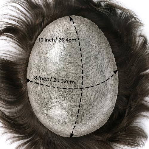 Zakya Hair System for Men Thin Skin Men's Toupee 100% Human Hair Men's Hairpieces 8x10 Inches Base Size Hair Replacement System for Men (Dark Brown 2#) - Image 3