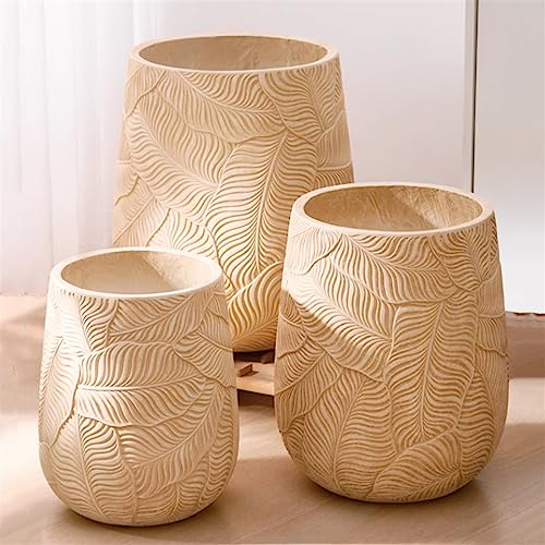 Pots de plantes ovales en ciment sculpté, jardinière de sol haut de gamme pour intérieur - 8