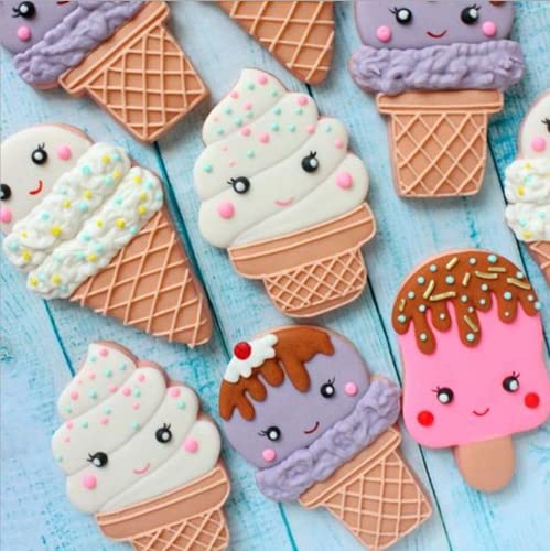 8 Pieces Ice Cream Cookie Cutters, Soft and Hard Ice Cream Cone, Popsicle,Ice Cream Sundae, Cupcake, Love Cake and Candy Shaped Stainless Steel Metal Molds Cutters for Making Biscuits