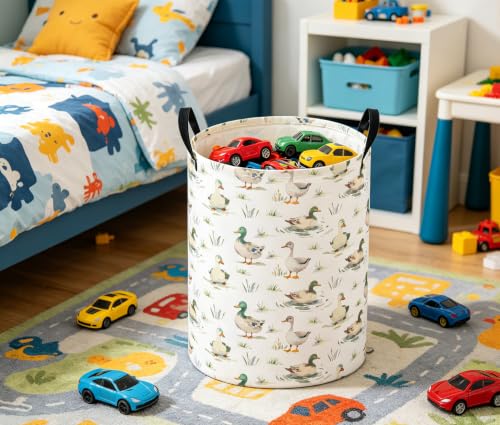 Image of Baby Laundry Basket Baby Nursery Hamper Kids Laundry Basket Toy Storage Bin for Boys Room Decor Gift Baskets for Bedroom Bathroom(Duck)