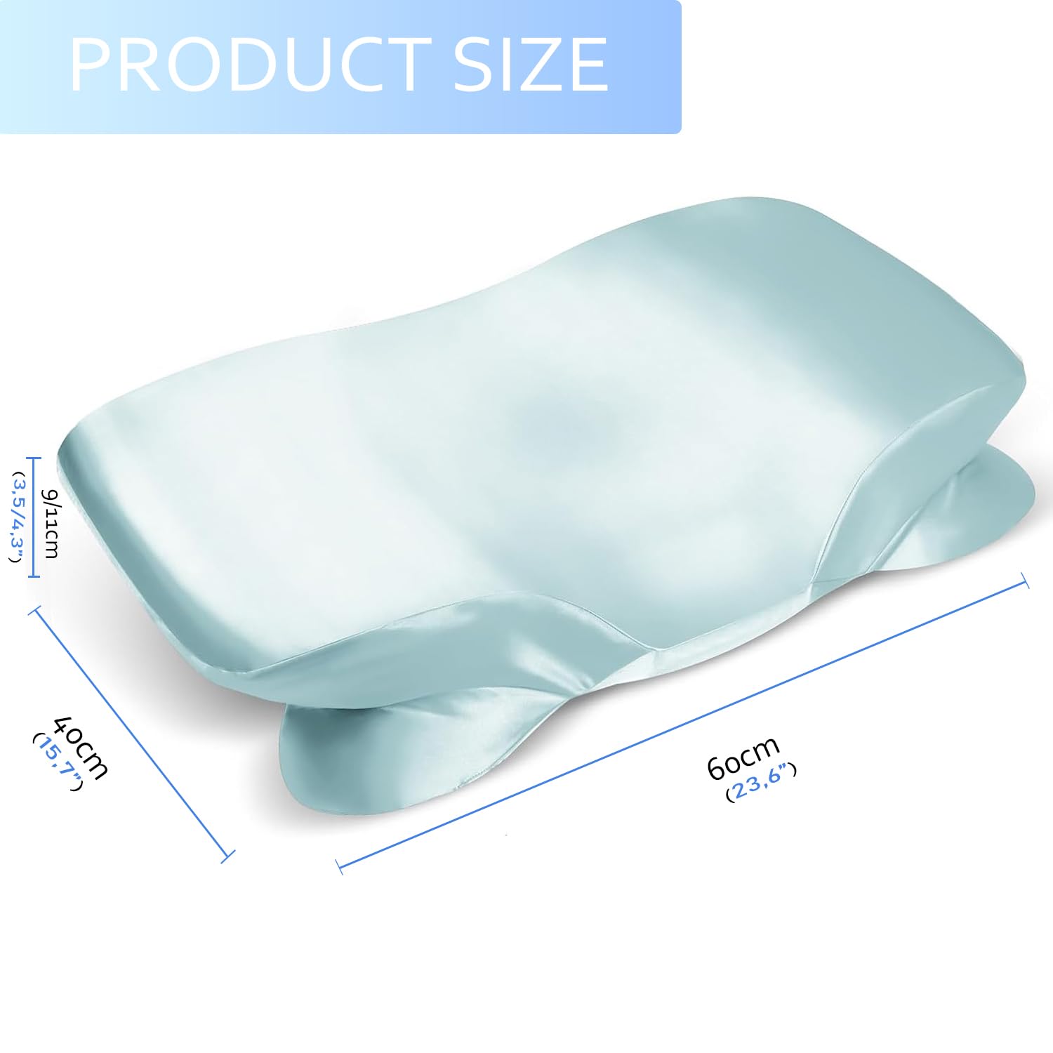 Federa In Raso Per Cuscino Cervicale – 60 X 40 Cm, Con Cerniera, Morbida Per Capelli E Pelle, Blu