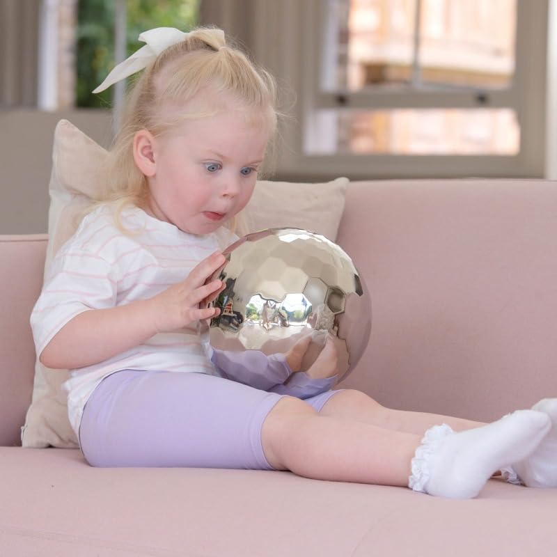 tickit Sfera sensoriale Jumbo in Acciaio Inox – Palla sfaccettata a Specchio con Suono Shaker per esplorazione sensoriale, Gioco di Movimento e apprendimento precoce