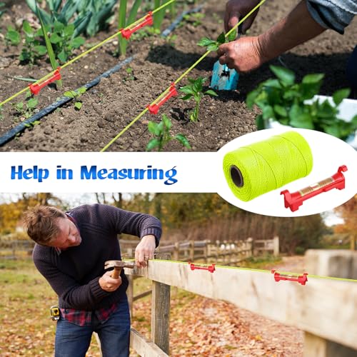 Gulfmew 2 Pack #18 500 ft Mason Line String & 10 Pack Built-in Levels, String Level Line Kit for DIY, Gardening Work, Construction Twine Outdoor Projects Layout Brick Working(Fluorescent Yellow) - Thumbnail 6