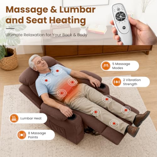Image of BOSMILLER Electric Power Lift Recliner Chair Sofa with Massage and Heat for Elderly,Lift Chair with Cup Holder & Side Pockets for Living Room