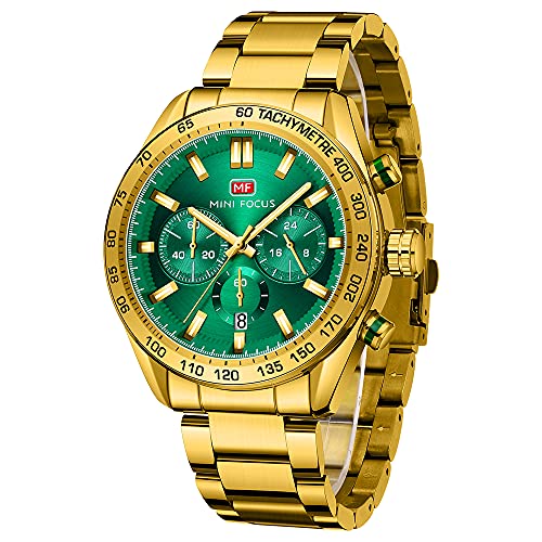 Montre dorée pour homme idée cadeau luxe en acier strass