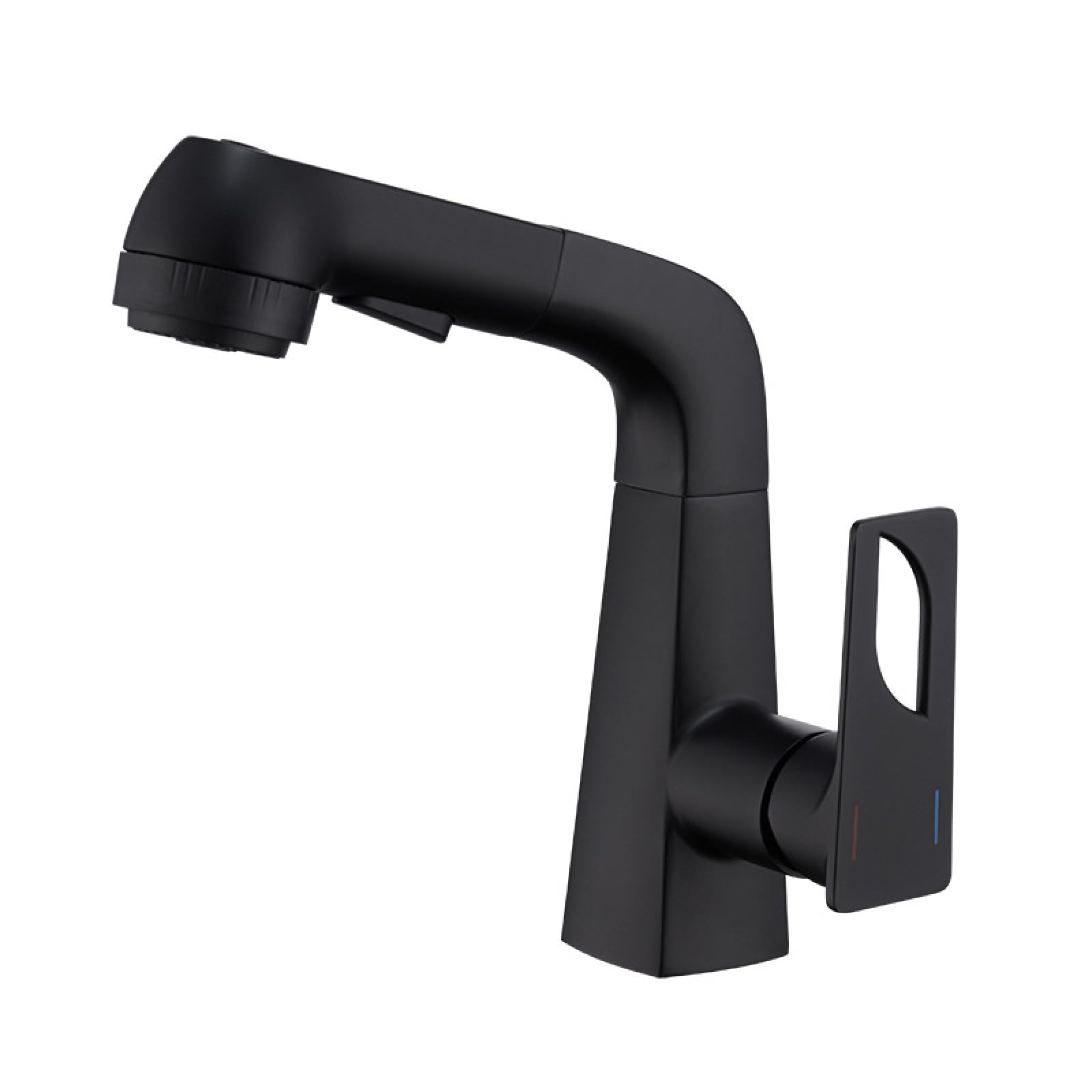 Fanjubei Black Bathroom Sink Pull-Out Adjustable Faucet,