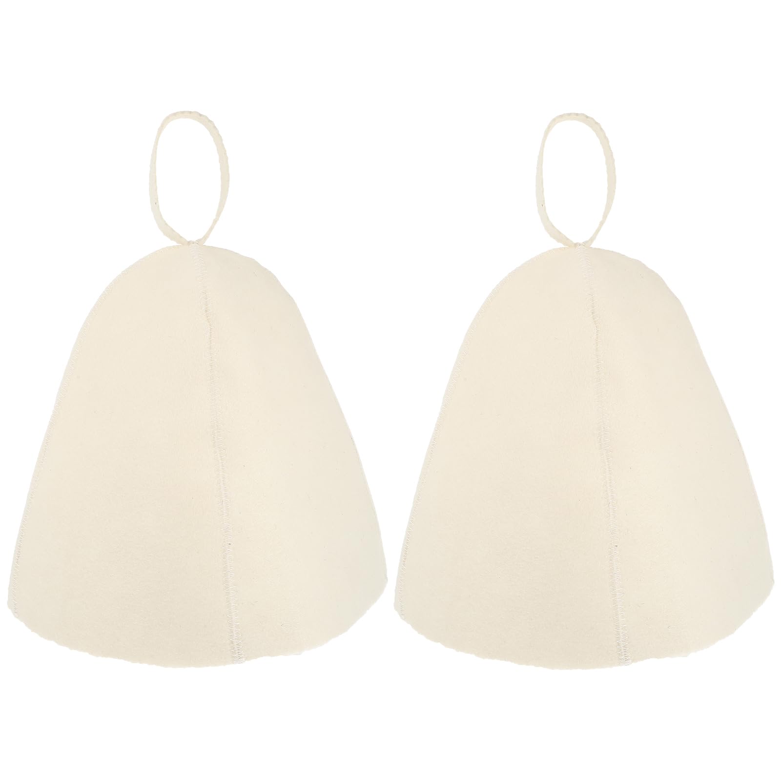 2pcs Felt Bath Hat Wool Sauna Hat Water Absorption Bath Hair Cap Shower Bathing Caps Cover with Loop for Sauna Dry Steam Room Accessories White