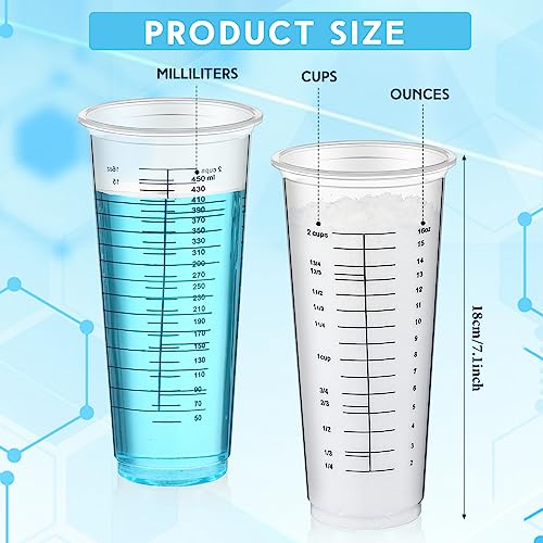 100 vasos medidores desechables de plástico 16 oz miniatura 2
