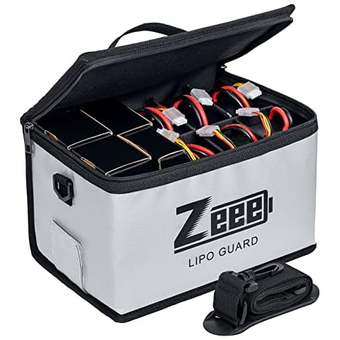 Zeee Lipo Safe Bag Battery Fireproof Bag Large Capacity Storage Guard Battery Safe Pouch for Storage Charging - 10 Cell Adjustable Battery Safe Bag(10.6x6.7x6.7in) Cover