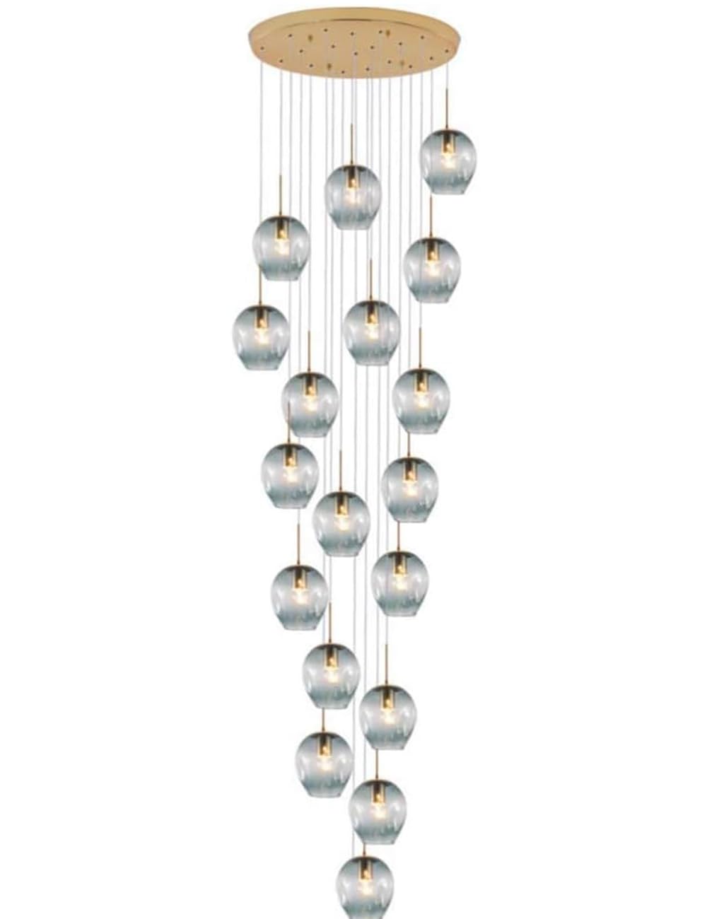 SYAXVOM Oversized 18-Ball Modern Chandelier - Creative Blue Glass Pendant Light for Staircase Villa Hotel & Living Room Large Ceiling Fixture 50x380cm
