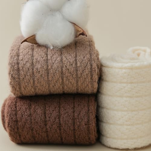Mcool Mary Meias femininas casuais de malha grossa, quentes, confortáveis, para inverno, 5 pares, 5