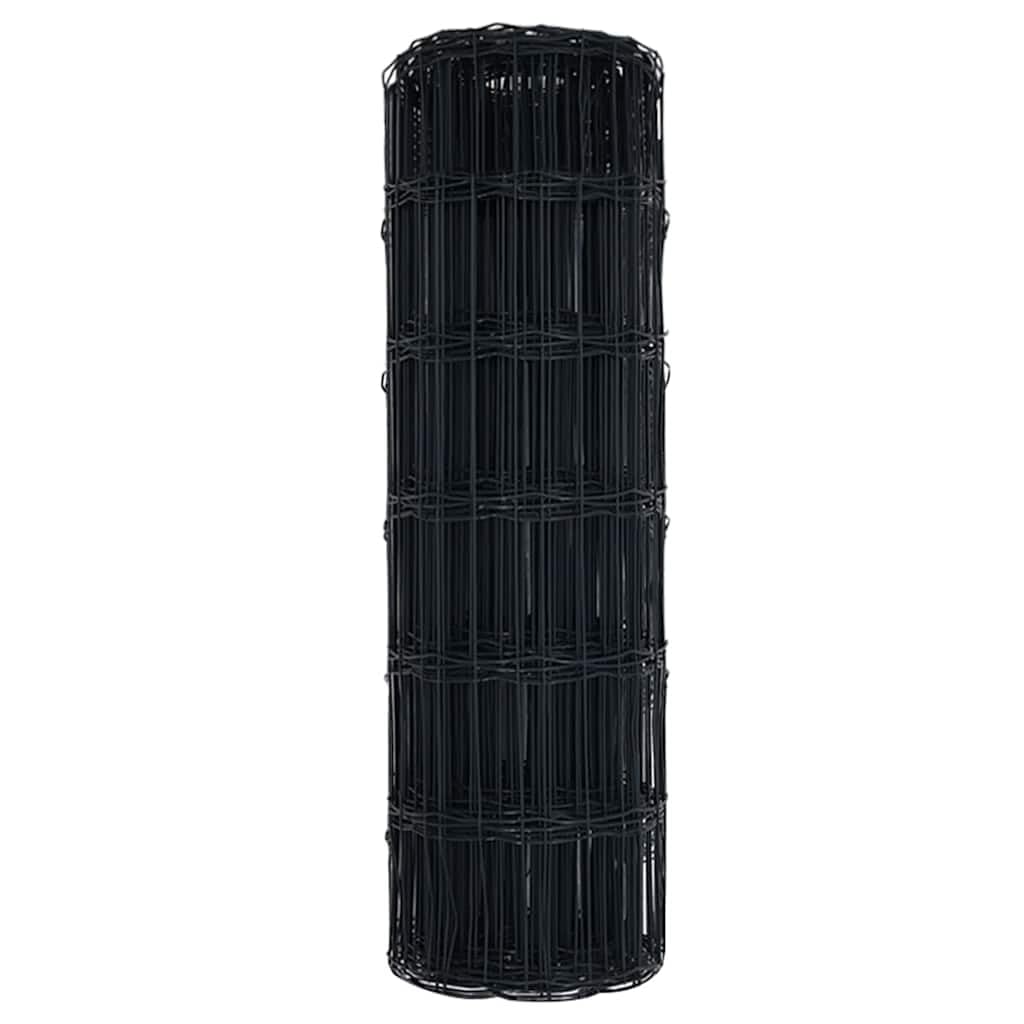Ogrodzenie euro, szare, 0,6 x 25 m, żelazo powlekane PCW, wytrzymałe ogrodzenie ogrodowe do ogrodzenia ogrodu, bariery dla zwierząt, łatwy montaż, trwałe, odporne na warunki atmosferyczne
