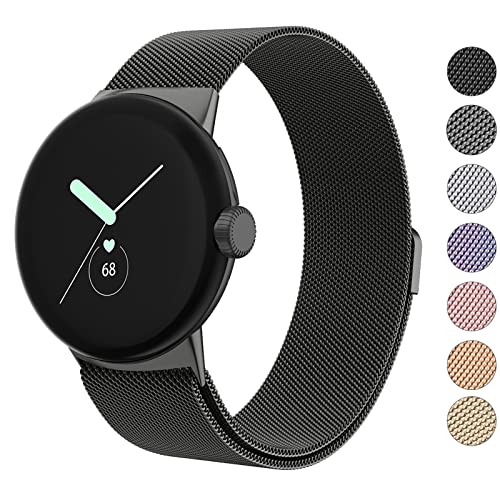 Amzpas Metal Band Compatible with Google Pixel Watch Bands for Women Men, Stainless Steel Mesh Loop...