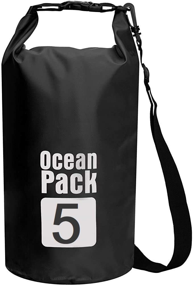 AMIRATE PVC Waterproof Dry Bag Sack – Floating Ocean Bag Pack for Camping, Hiking, Boating & Travel, Durable Water-Resistant Storage, Black Color (5 Liter)-image-23