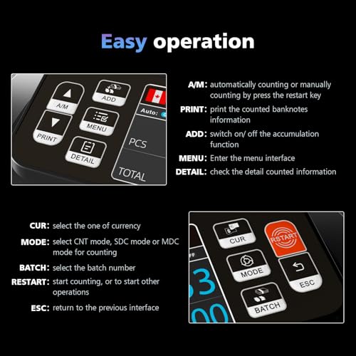 Aneken N60 Multi-Denominations Money Counter, 6 Detection Methods (UV/IR/MG/MT/DD/CIS),1200 Bills/min, Mixed Bills Value Counting Machine, 3.5" TFT Display, Commercial Bank-Grade Cash Counter by Aneken - Image 7