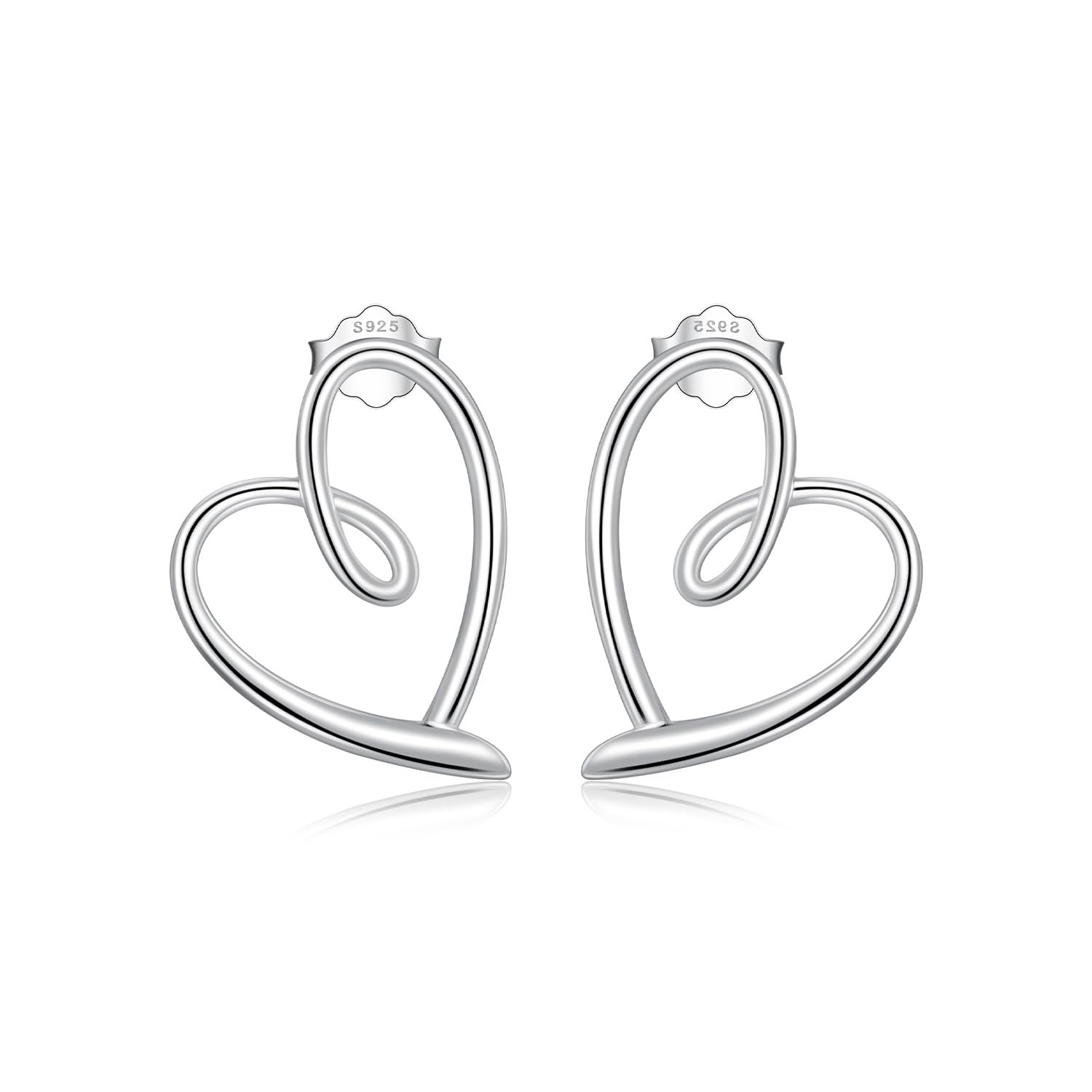 Hohles Herz, minimalistische Ohrstecker aus S925-Sterlingsilber für Frauen und Mädchen, süße Liebe, Huggie-Bolzen, Piercing-Post-Schmuck