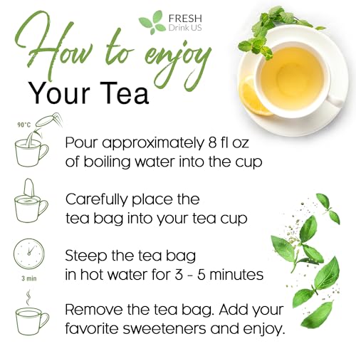 Image of FRESHDRINKUS Lemongrass Leaf Tea Bags, 30 Count, 100% Natural & Pure, No Sugar, No Caffeine, No Gluten, Vegan, Herbal Tea