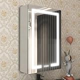 Benime 20x30 Light Medicine Cabinet, Led Mirror Cabinet with Mirror, Anti-Fog, 3-Color Stepless Dimming, (Recessed/Surface Mount)