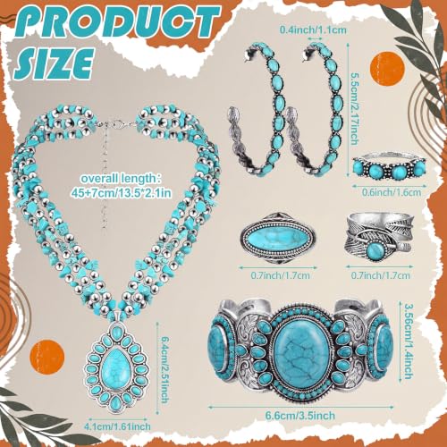Image of Ecally Western Turquoise Jewelry Set for Women