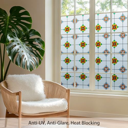 Image of DKTIE 2nd Gen Frosted Glass Window Privacy Film Art Deco 17.7in X 78.7in