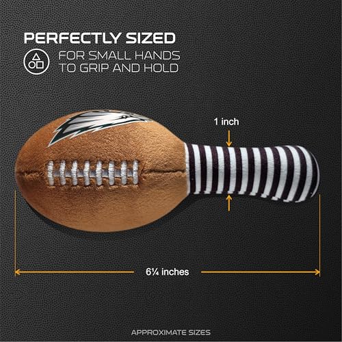 Image of Philadelphia Eagles Plush Football Rattle by Smilo - Officially Licensed NFL Baby Rattle Toy - Soft Baby Rattle with Bell - for Babies and Toddlers from 3 Months