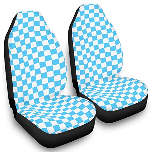 Preisvergleich Produktbild Schachbrett Sitzbezüge für Autos - Lustiges Schwarz-Weiß Fahrzeugzubehör Vordersitzbezug ganzjährig einsetzbar white4 OneSize