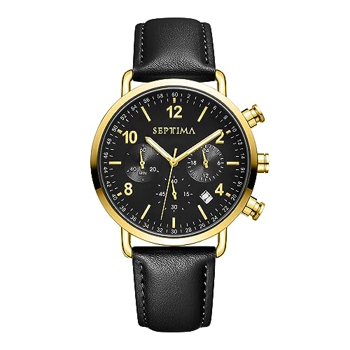 Montre pour homme SEPTIMA Pilot montre-bracelet cuir véritable 41 mm