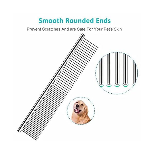 2in1 Dog combs, Flea comb, Metal Cat Comb with Stainless Steel Teeth and lice comb