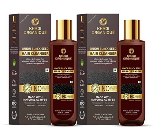 Image of Khadi Organique Onion Black Seed Shampoo | Hair Strengthening Cleanser | Natural Botanical Extracts For Strong, Healthy & Shiny Hair | SLS & Paraben Free | For Men & Women - 200 ml (Pack of 2)