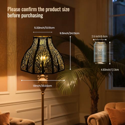 SWAIFDEE 8-Petal Lotus Etched Forest Metal Lamp Shades Vintage Tree Shadows - image 3