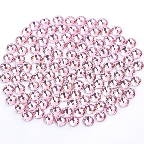 Image of Novani Crystal Rhinestones, Flatback Loose Gemstones 1440pcs Glass Rhinestones for Clothes Shoes Crafts Makeup Nail Art and DIY Decorations(SS6, Pink)