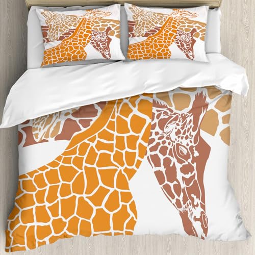 Housse de couette girafe colorée et parure de lit microfibre 228x264 - 4