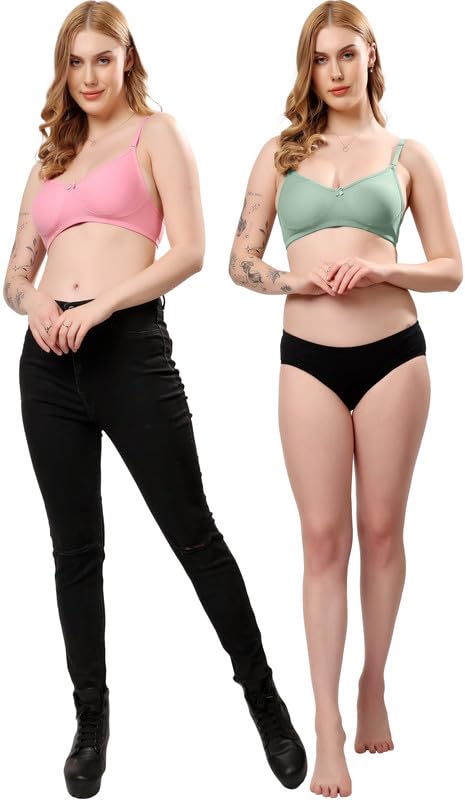 Image of London Hills Regular Bra for Women Everyday Non Padded Wire Free Mid Coverage Cotton Blend