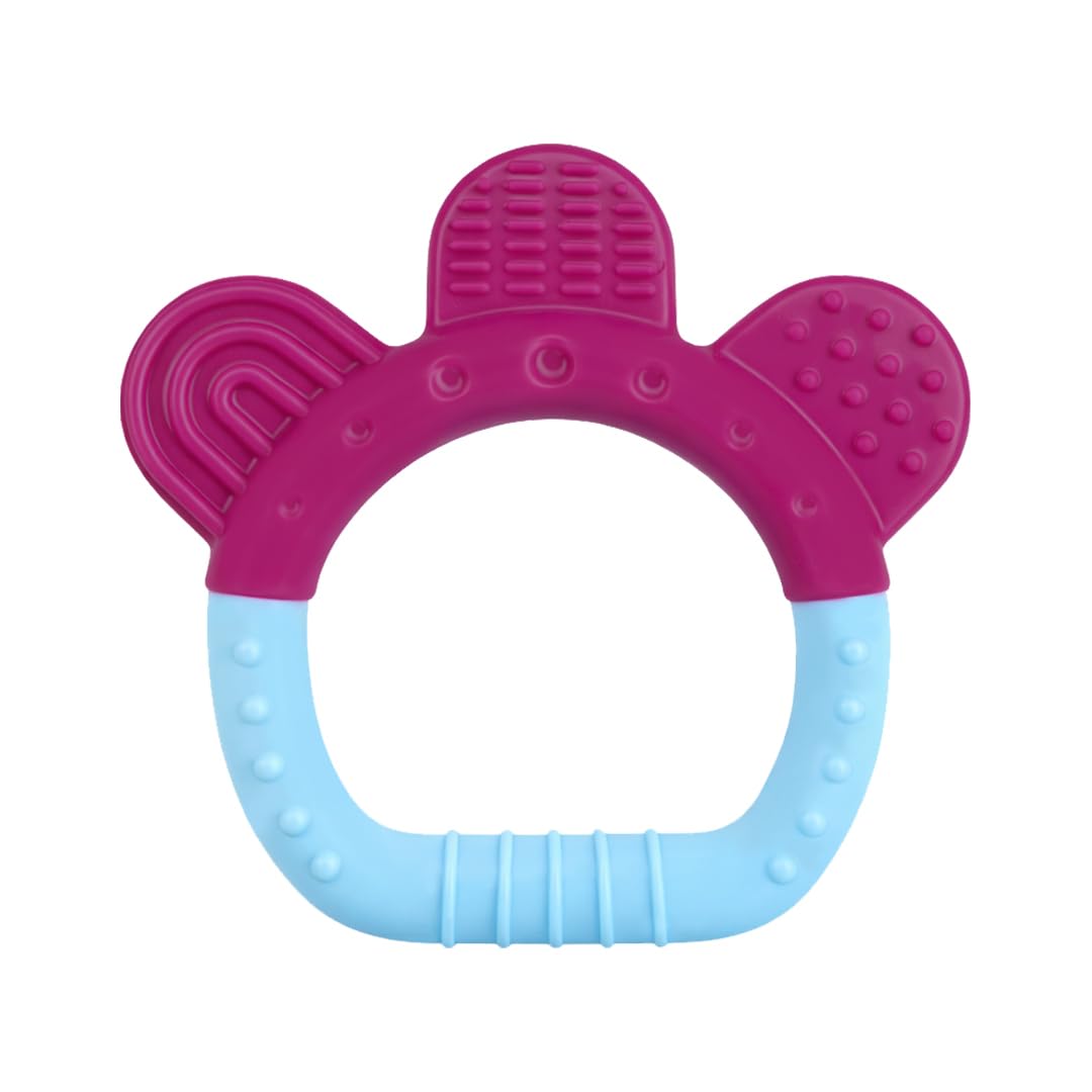 Infantso Non-Toxic Food-Grade Silicone Baby Teether, BPA-Free for Pain-Relief Easy Teething, for 2+ Months Babies (Ring Blue)