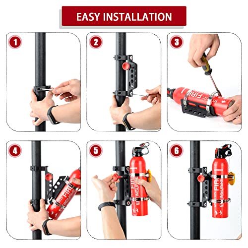 Z8LED UTV Fire Extinguisher Holder/Adjustable Roll Bar Fire Extinguisher Mount Holder for 1.75''-2'' Roll Bar Compatible with UTV Polaris RZR Ranger Camper Van(ABS, Quick Release)