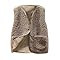Women's Teddy Fleece Gilets Waistcoat V Neck Button Down Sherpa Fluffy Solid Color Lightweight Cozy Sleeveless Vest Winter Ladies Gilets and Bodywarmers With Pockets