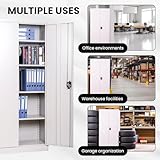 Grey Steel Storage Cupboard 2 Door Tall Locking Bookcase Filing Cabinet Unit 185cm , Heavy Duty Shelving x4 Shelves, Flat Pack - Image 7