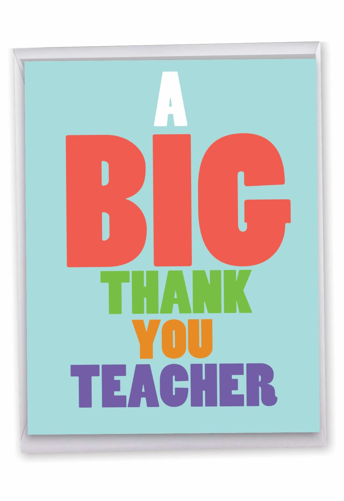 NobleWorks - 1 Jumbo Teacher Thank You Graduation Card From US w/Envelope 8.5 x 11 Inch, Student Group Gratitude Oversize Notecard for School Coach