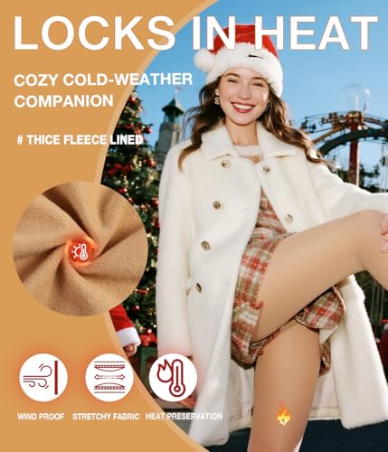 Image of MERYLURE Fleece Lined Tights Women Fake Translucent Winter Warm Thick Pantyhose Thermal Sheer Leggings for All Skin Tone