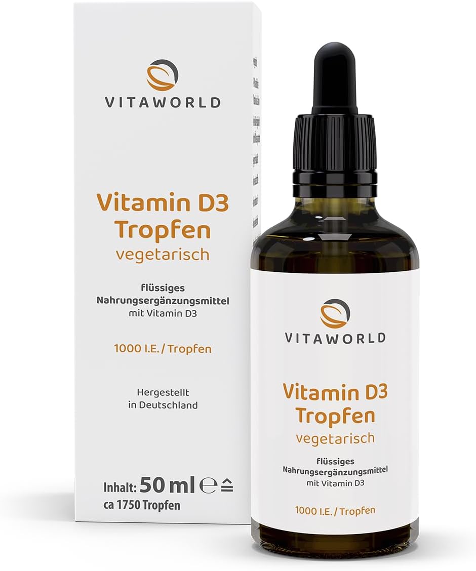 Vitaworld Vitaworld Vitamine D3 druppels 1.000 I.E. 50 ml lanoline vegetarisch, 100% natuurlijke vitamine D uit lanoline, hoge biologische beschikbaarheid door oliebasis