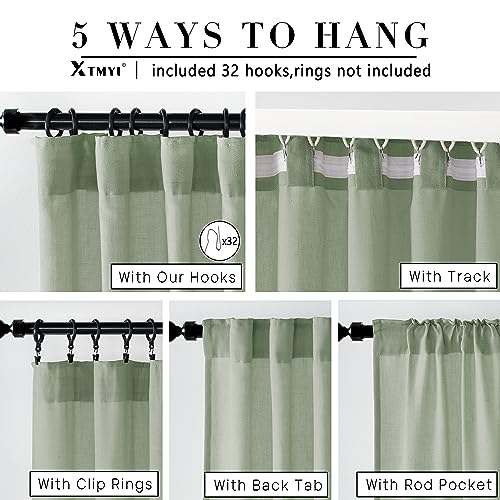 Image of XTMYI Sage Green Curtains 108 Inches Long for Big Window,Extra Long Light Green Curtains for High Ceiling Living Room