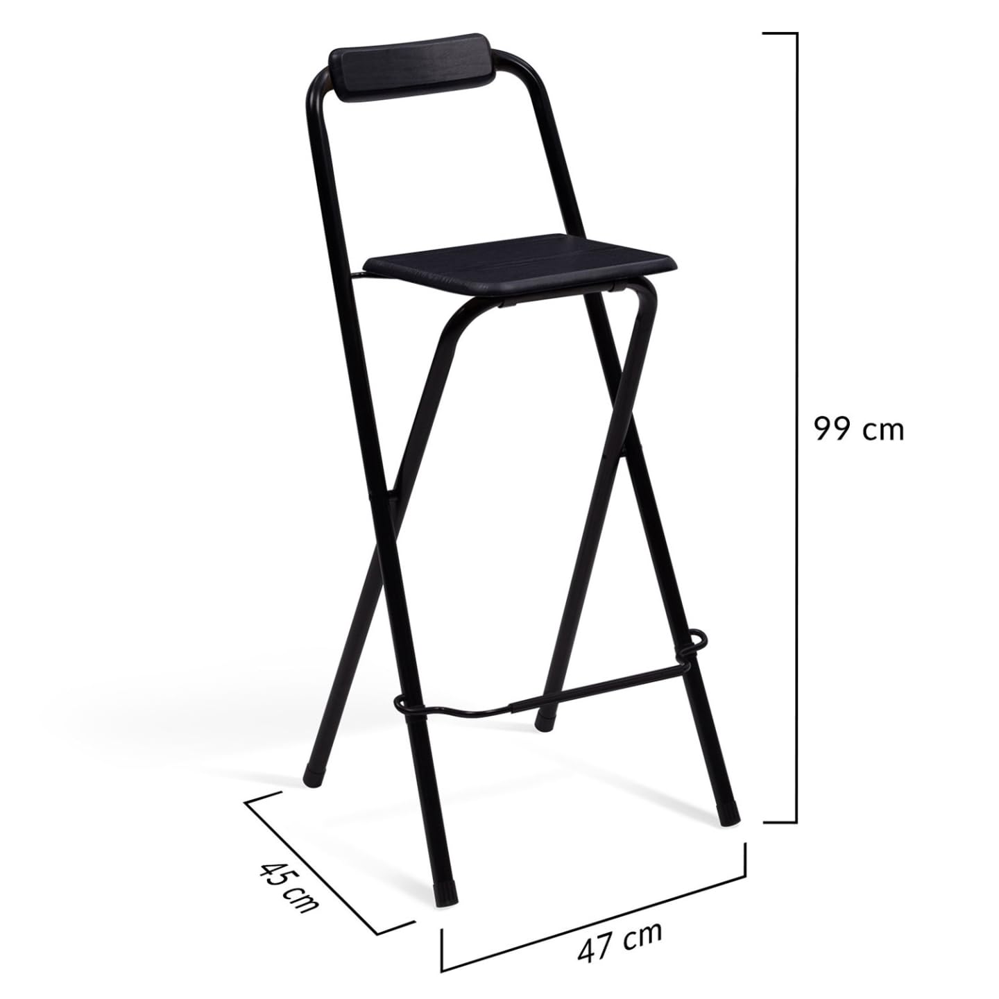 IDMarket – Juego de 4 taburetes de bar plegables DELSON negros