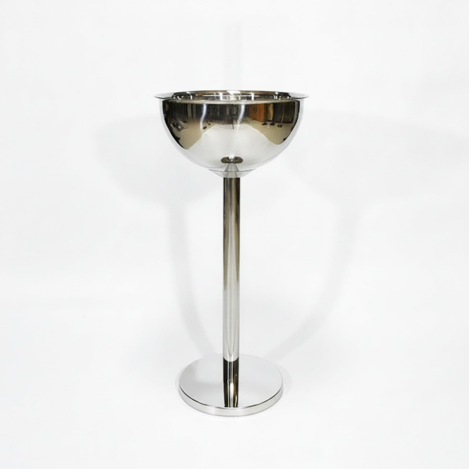 Soporte de Vino Soporte Cubo Botellero Pedestal Porta en Acero Inoxidable Liso Vertical y Base Pesada Adecuado para Servicio de Cócteles en Casa Salas , Plateado , Redondo Con Soporte